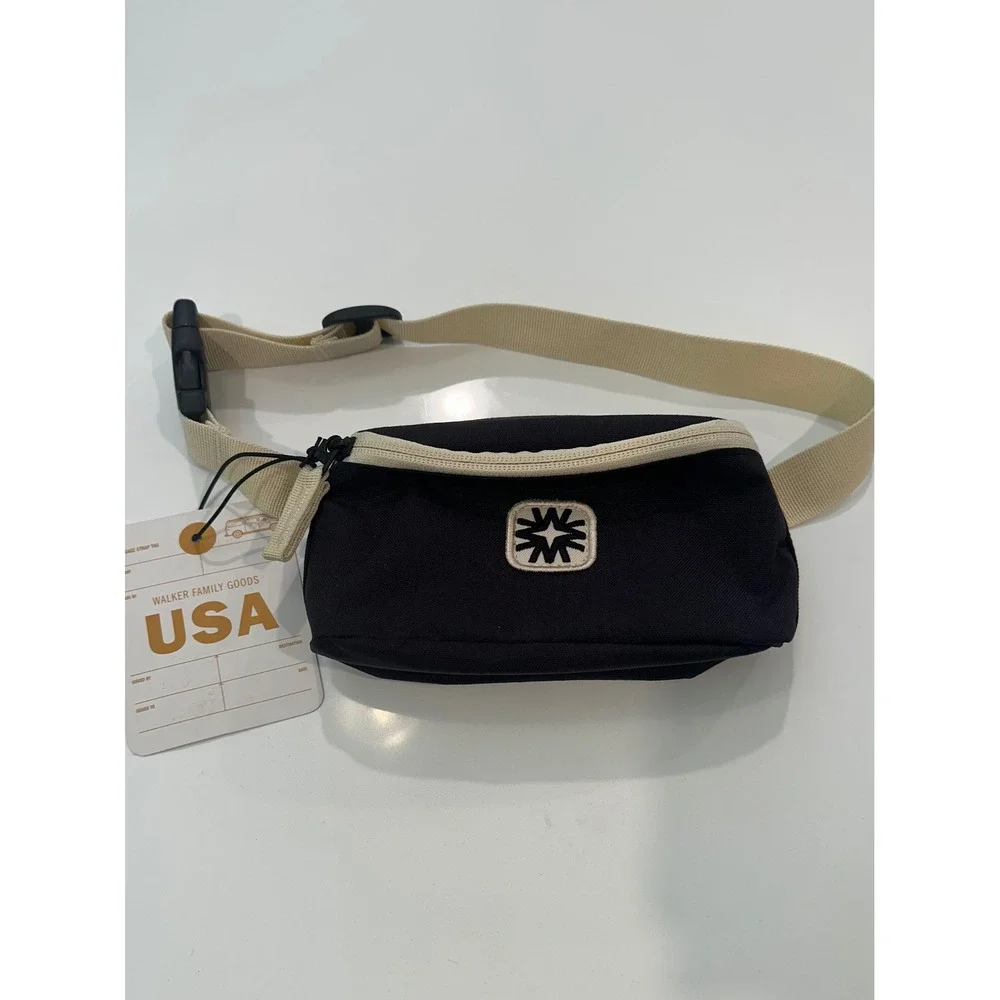 Walker Family Goods Black Kids Waist Bag with Cream Strap